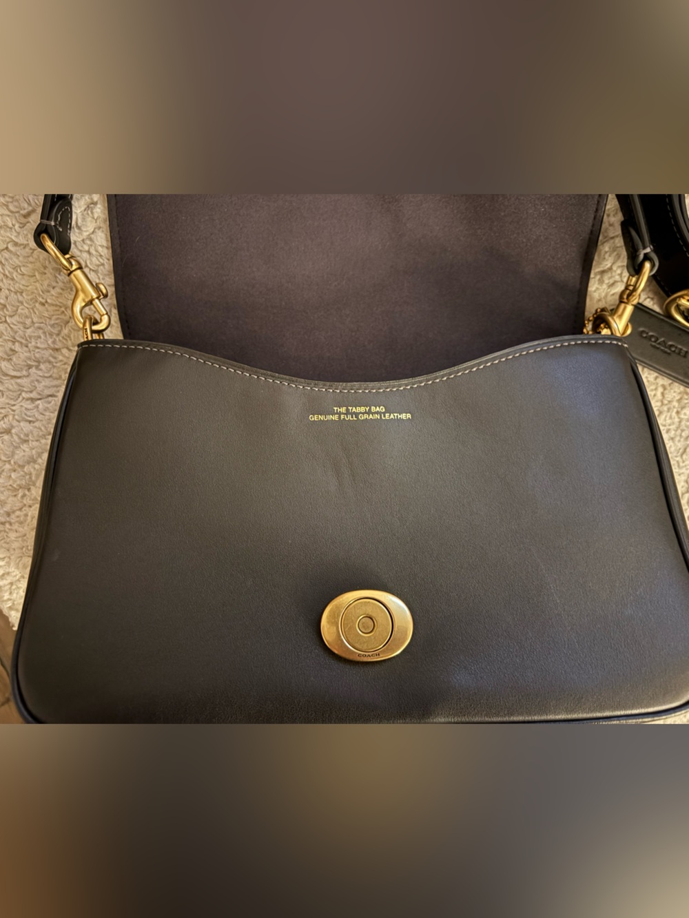 Coach Soft Tabby Shoulder Bag Black Brass Hardware - Picture 8 of 13